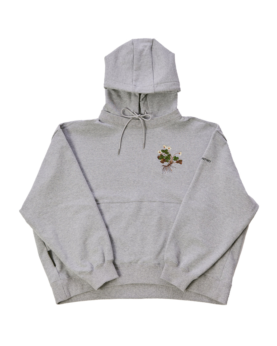 Logo Hoodie with FLORAL EMBROIDERY - GREY