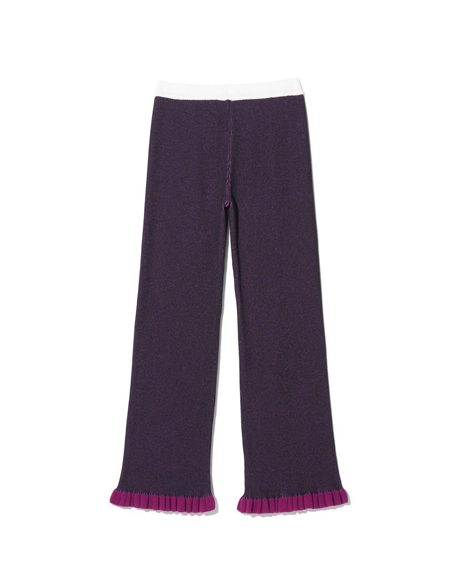 Fully Ribbed Knit Trouser - PLUM