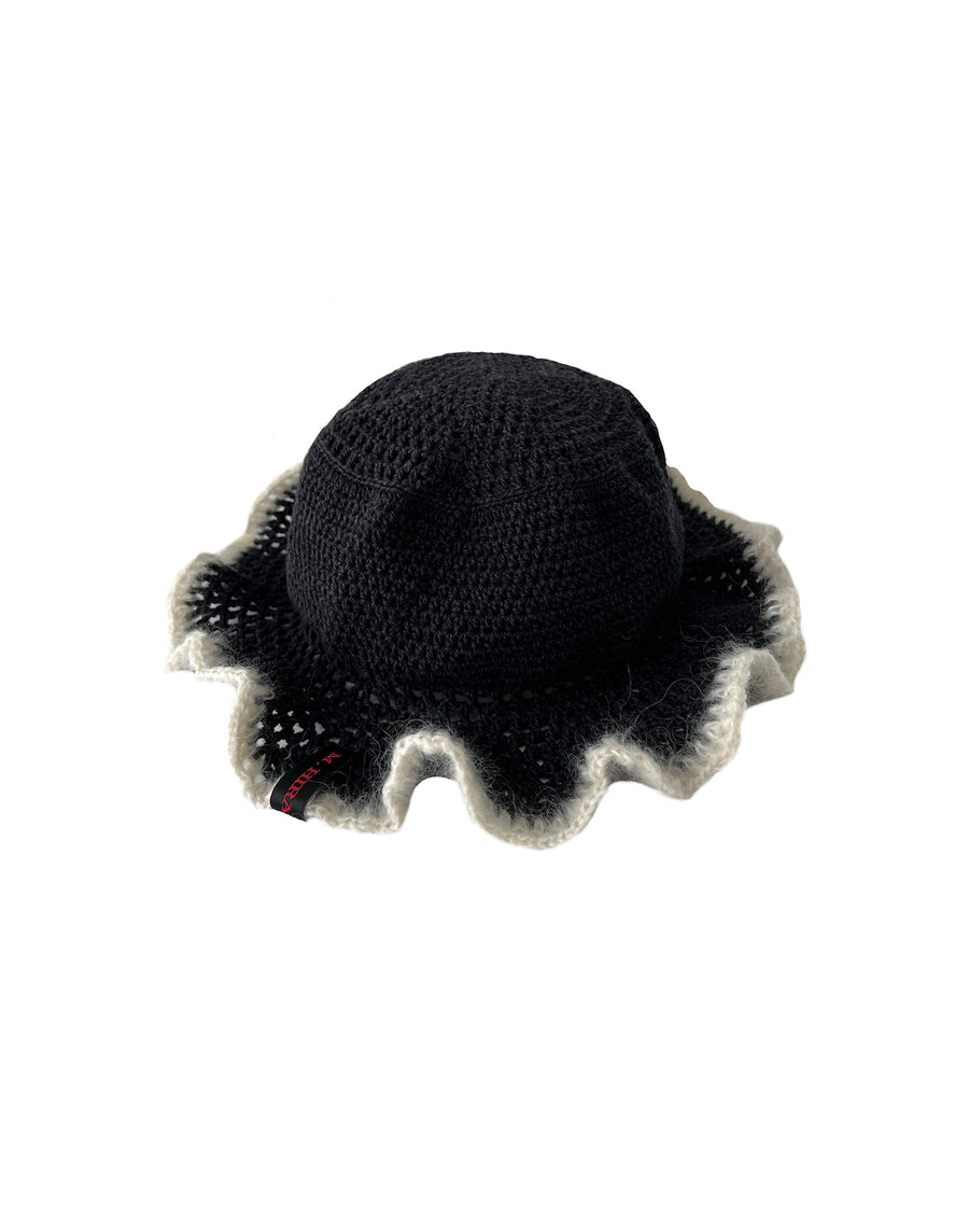 Hand Knitted Bucket Hat - BLACK