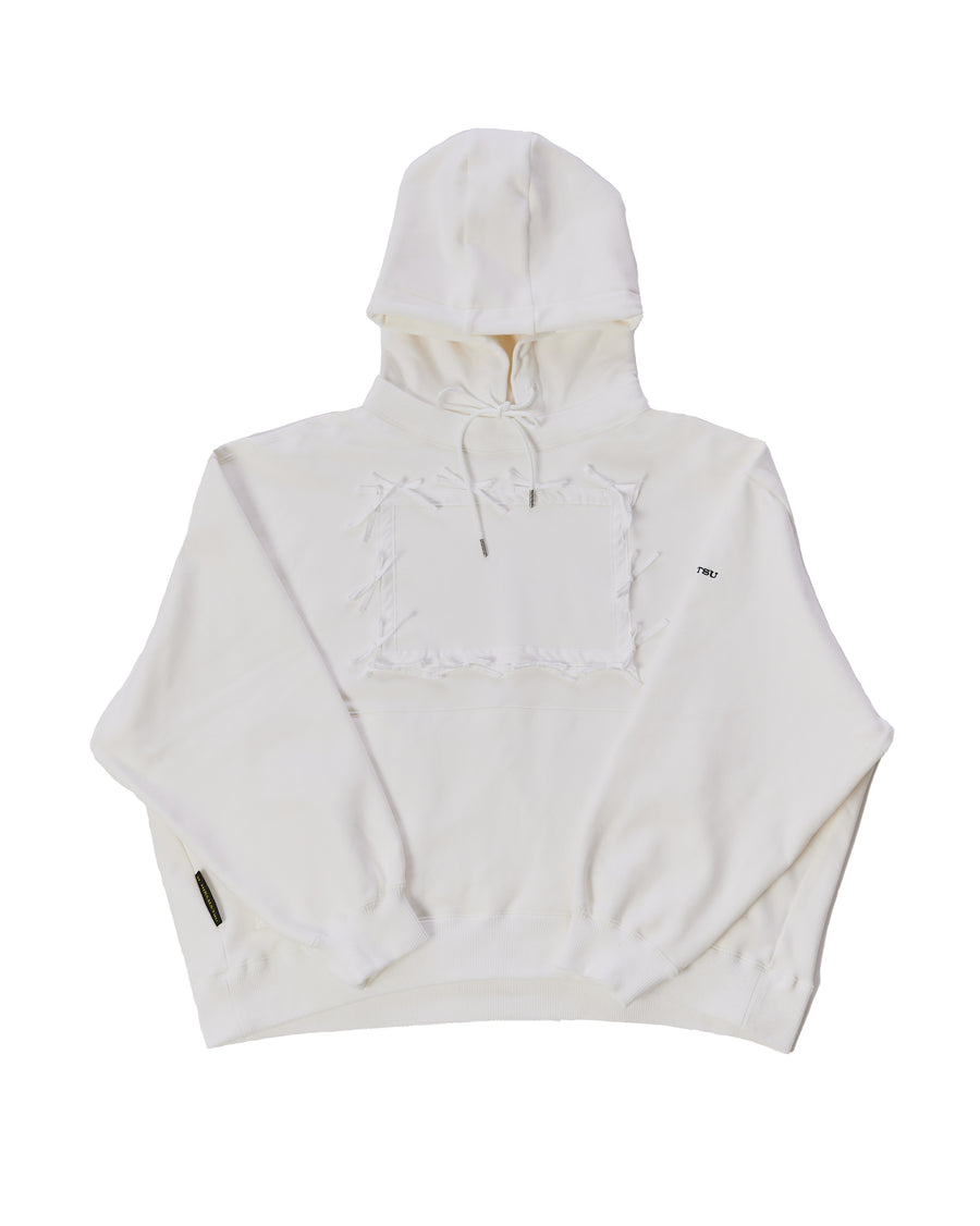 Logo Hoodie with Ribbons - WHITE