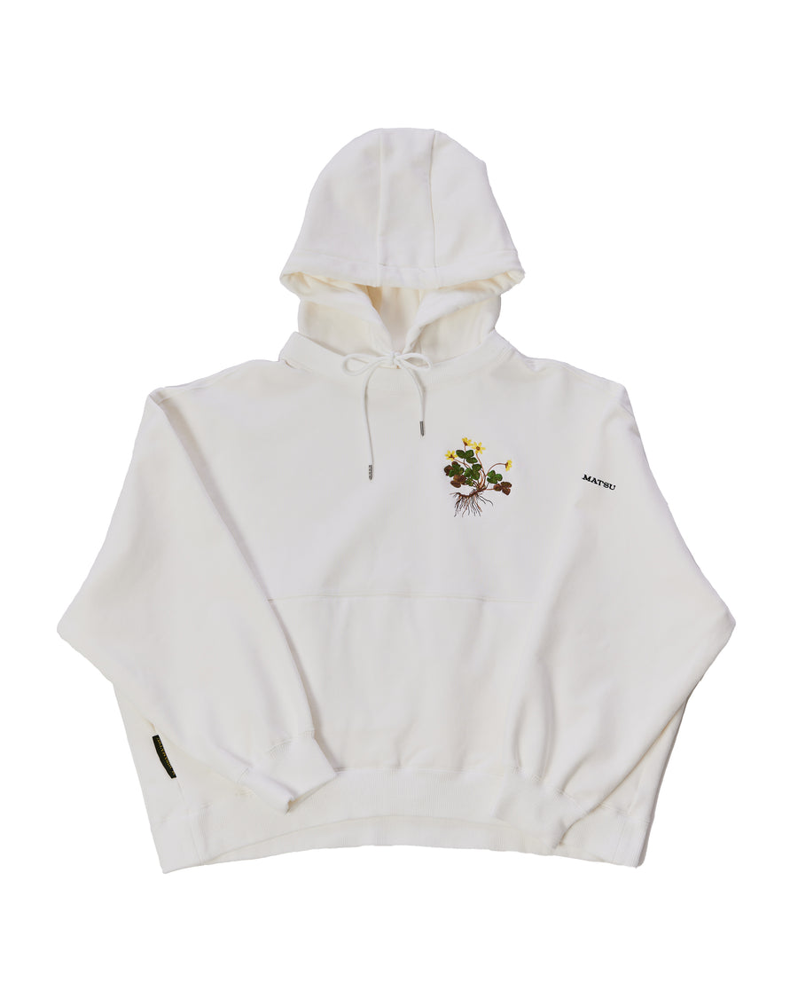 Logo Hoodie with FLORAL EMBROIDERY - WHITE