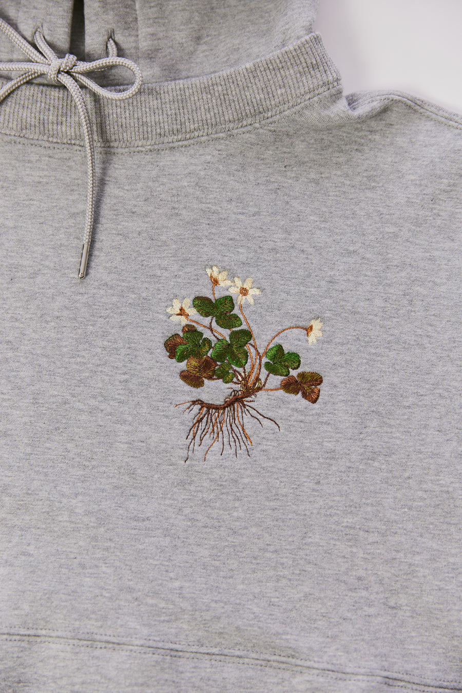 Logo Hoodie with FLORAL EMBROIDERY - GREY