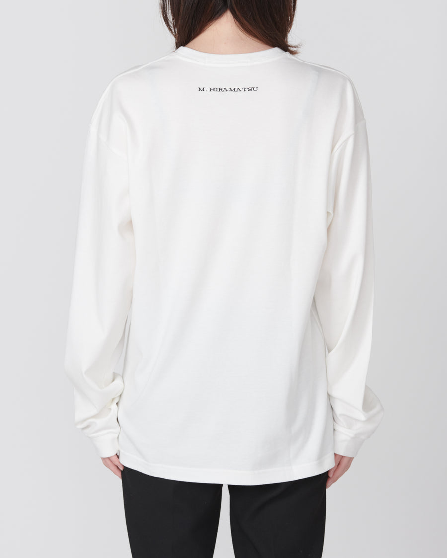 Logo Long Sleeve Tee with Ribbons - WHITE