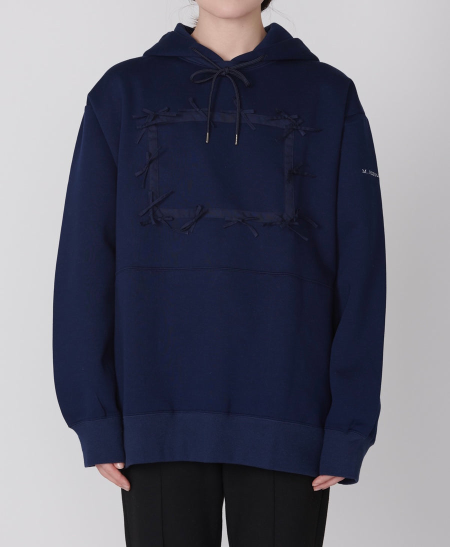 Logo Hoodie with Ribbons - NAVY