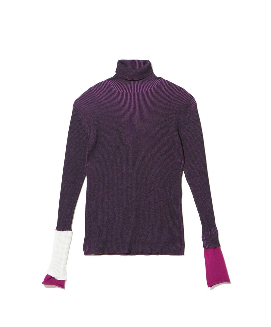 Fully Ribbed Knit Top - PLUM