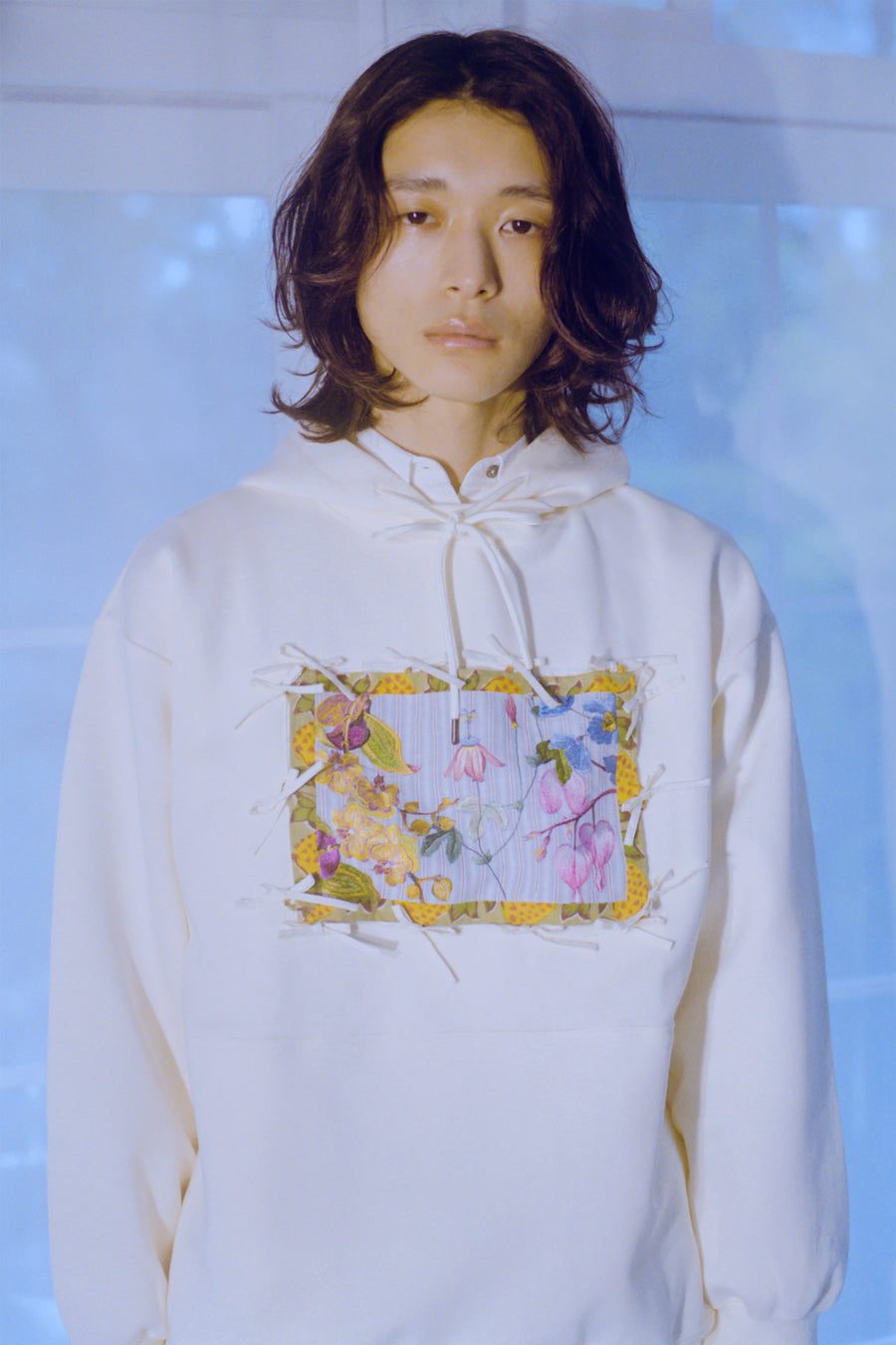 Logo Hoodie with Ribbons - ECRU