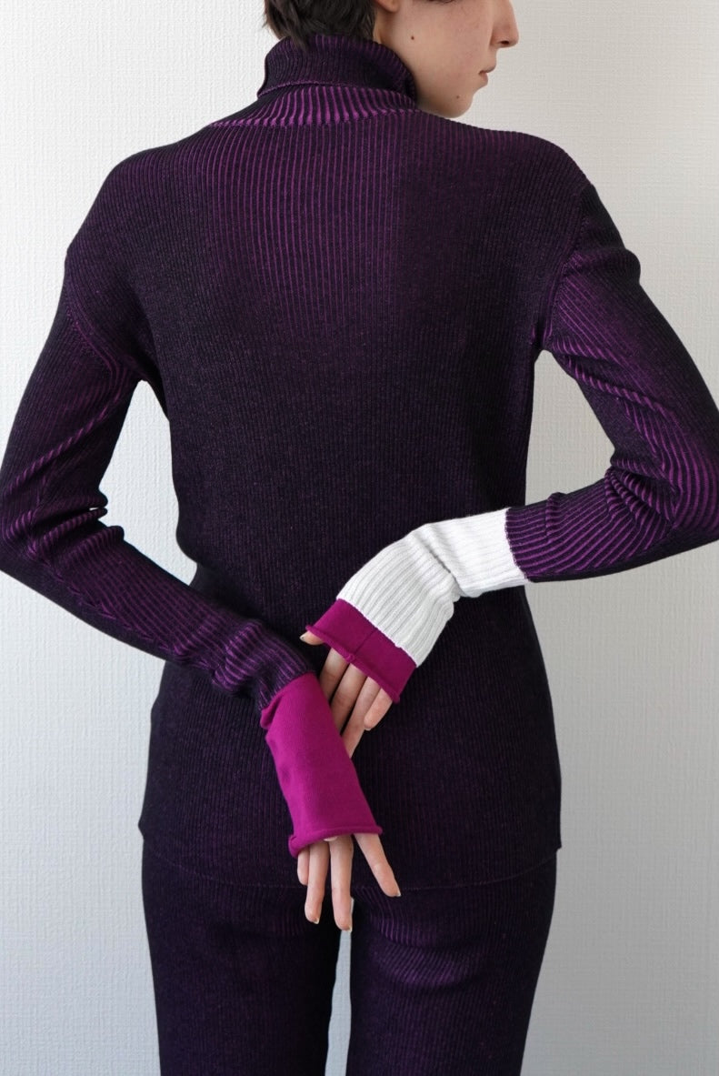 Fully Ribbed Knit Top - PLUM