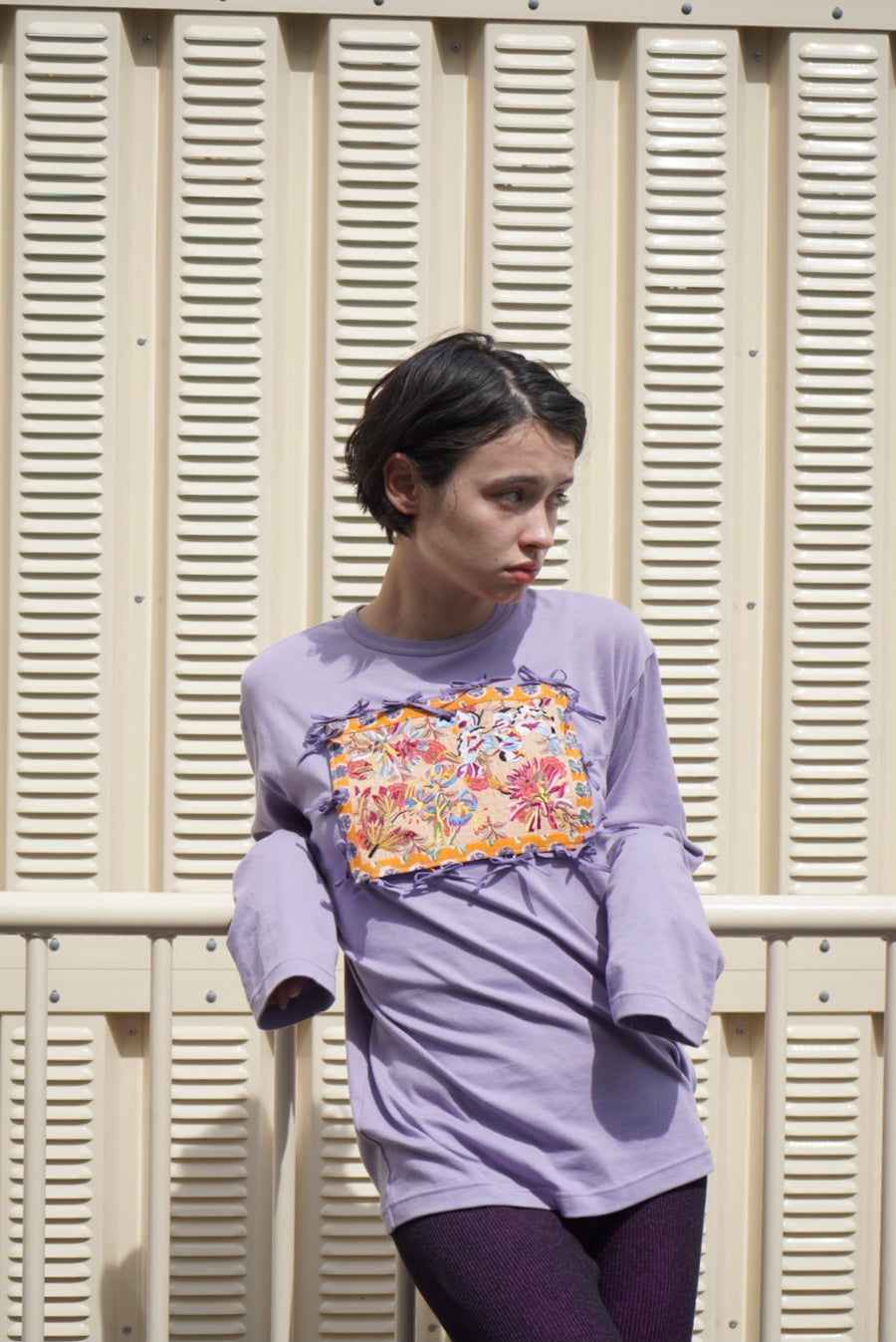 Logo Long Sleeve Tee with Ribbons - LILAC