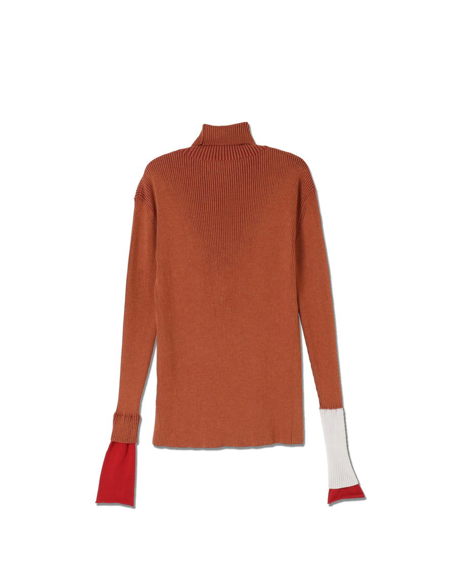 Fully Ribbed Knit Top - TANGERINE