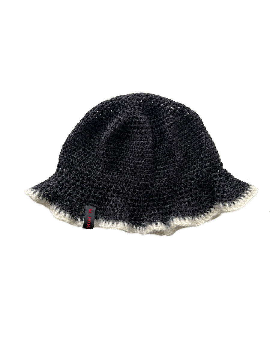 Hand Knitted Bucket Hat - BLACK